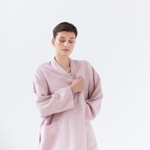 Soft linen robe / Long linen dressing gown / Linen bathrobe with pockets image 7