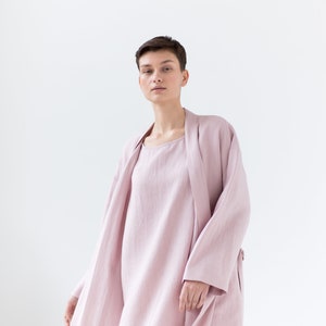 Soft linen robe / Long linen dressing gown / Linen bathrobe with pockets image 3