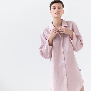 Linen shirt/Linen dress/Linen long sleeve dress/Soft linen shirt dress/Linen maternity clothing image 9