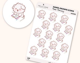 MOMO Character | Planning | Kawaii Puppy | Icon | Planner Stickers | Functional | Hand Drawn