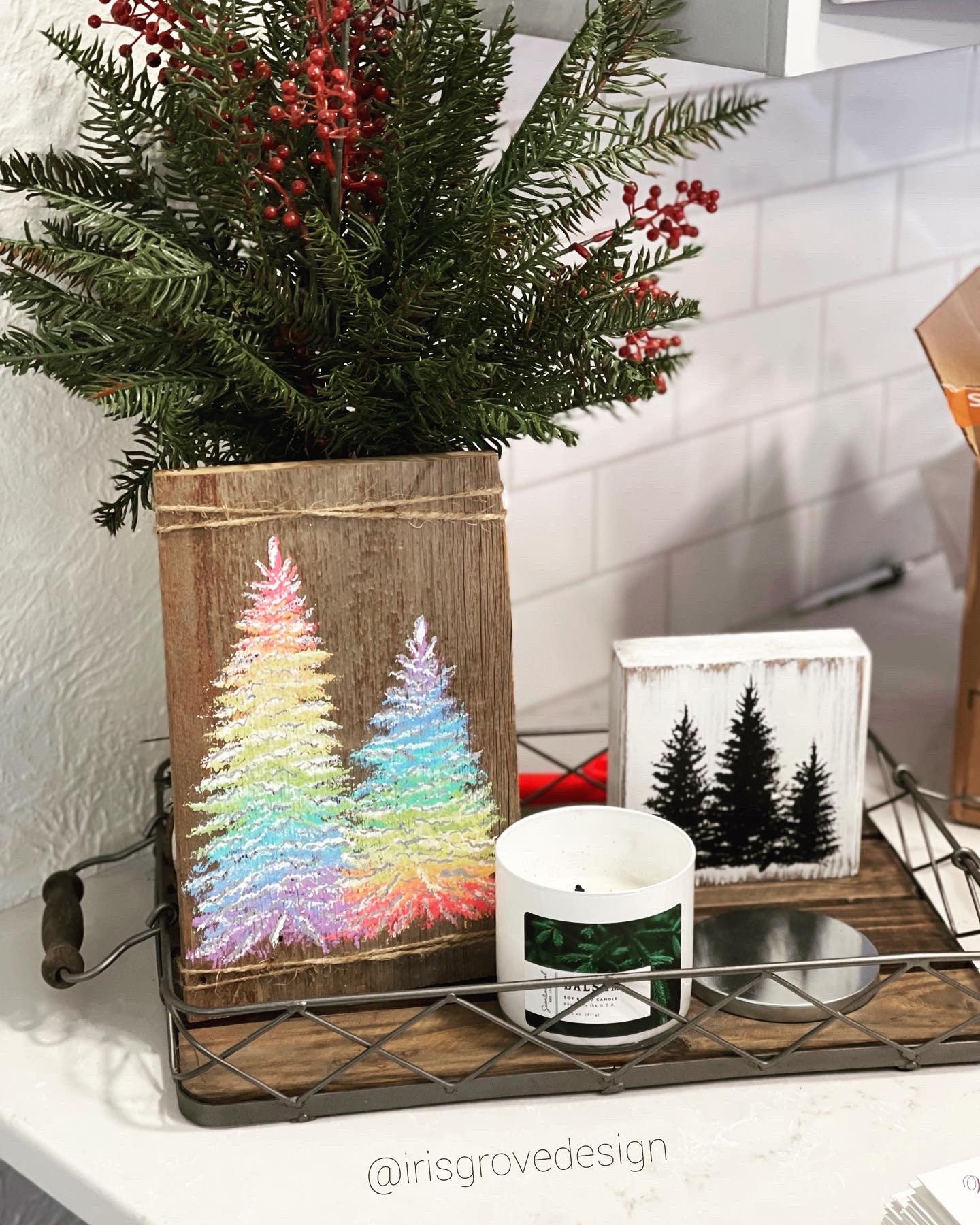 Rainbow Happy Trees on Barnwood **FREE SHIPPING** - Etsy
