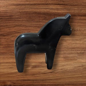Ikea Black Wooden Horse Figurine statue Large 11&quot;x 9.5&quot; Swedish   Scandinavian