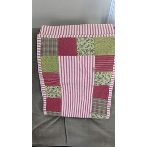 Handmade Christmas Patchwork Table Runner Quilted Holly/ 35 x 12" Cotton Red image 3