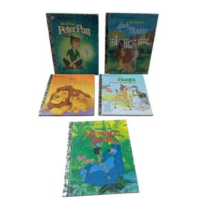 Set Of 5 Little Golden Books Disney Classics: Peter Pan Lady And The Tramp Lion King Bambi Jungle Book
