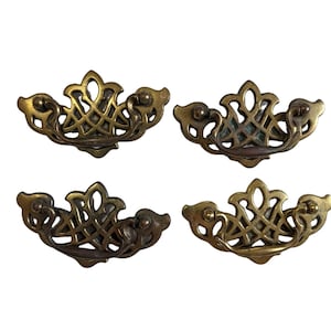Vintage Brass Chippendale Bail Drawer Pull Flat Keeler Lot Of 4 art  nouveau