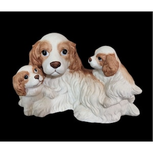 Homco Home Interiors 1434 Cocker Spaniel Dog W/ Puppies Figurine Vintage