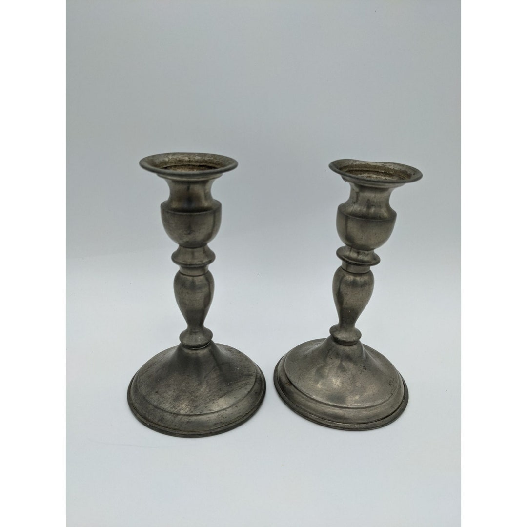 Leonard Pewter Taper Candle Holder Set of 2 6.5 Etsy