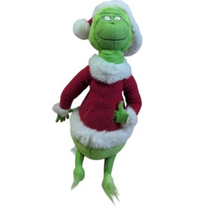 Vintage Grinch Christmas Plush Toy 18&quot; In Santa Suit By Hallmark Cards