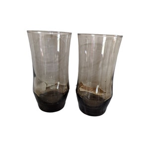 Vintage Libbey Tulip Tawny Brown tumbler iced tea  drinking glasses set of 2