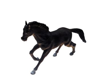 Galloping Horse Figurine Dark Brown Tan Realistic Stallion Model 1395 A