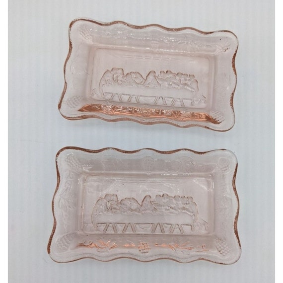Vintage the Last Supper Depression Glass Dish/trayy 5 Etsy