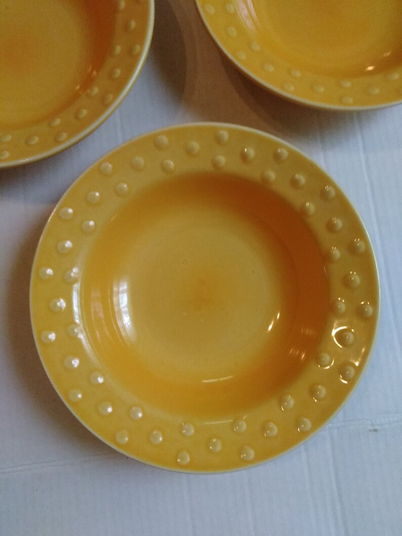 Libbey Salad Cereal Soup Bowls Yellow Raised dots Sunshine Yellow lot of 3