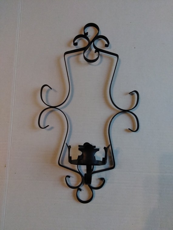 Home Interior Homco Wall Sconce Candle Holder Black Metal