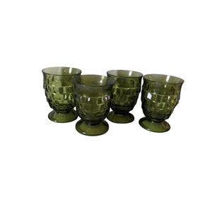 Colony Whitehall Green Abaculi  Footed Tumbler glass water 6 oz