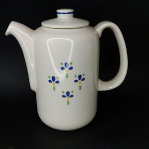 Avon Flower Fresh Coffee Pot tea pot floral white blue