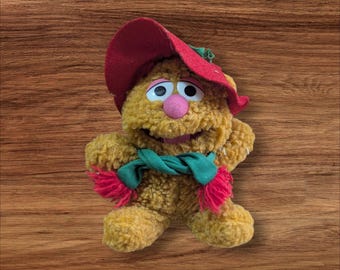 1987 Baby Fozzie Bear Plush Doll Henson Associates 9" Red Hat & Scarf