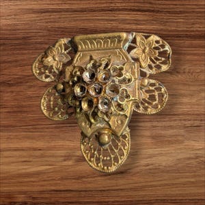 Vintage Gold Filigree Brooch With Rhinestone Accents French revival  gothic