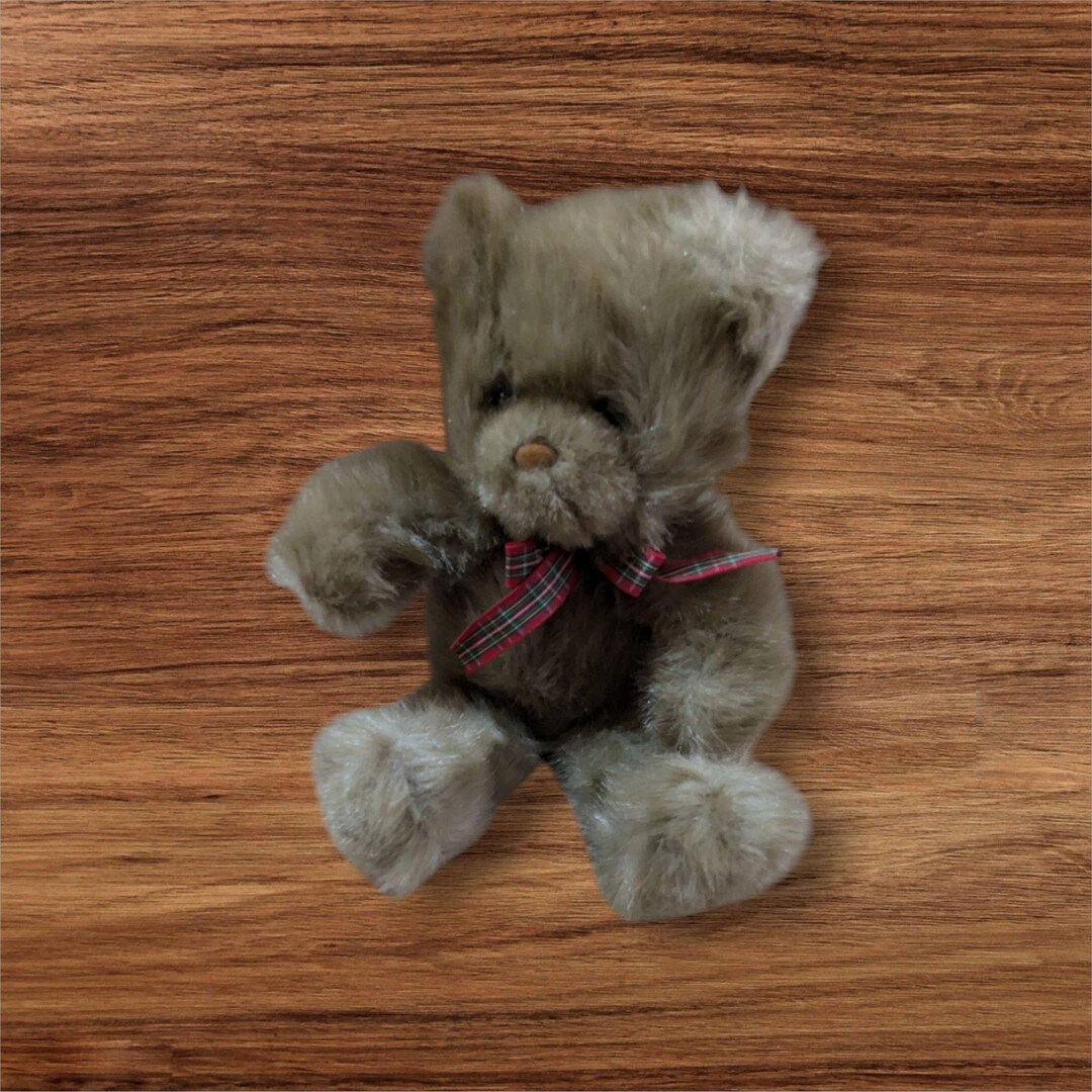 Vintage Jerry Elsner Plush Teddy Bear With Plaid Bow 12" Stuffed Animal ...