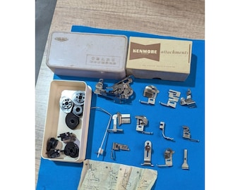 Vintage Kenmore Sewing Machine Attachments Set No. 608.34 Cams And Case