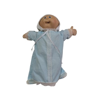 Vintage Cabbage Patch Kids Baby Doll 1983 FD Taiwan Blue Lace Gown Bonnet