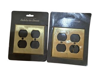 Baldwin Brass Double Duplex Outlet Cover Solid Brass Wall Plate Set of 2 Gold