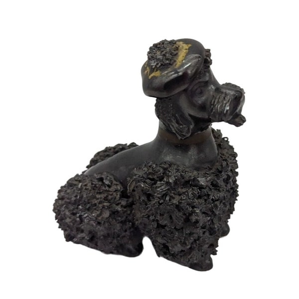 Black Spaghetti Poodle Figurine - Vintage Mid Century hand painted 5"