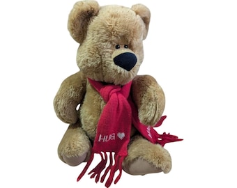 North American Bear Co. Tan Teddy Bear with Red "HUG" Scarf, 18 Inch Plush