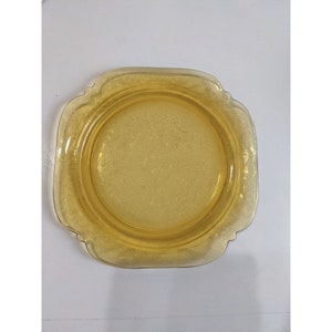 vintage Federal  depression glass yellow plate platter 9 1/4&quot;