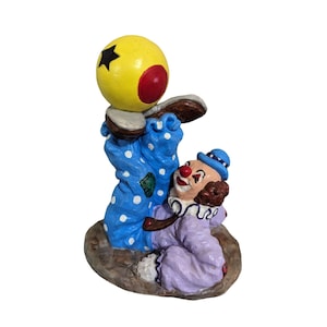 Vintage  Clown topper figurine 2001 statue  whimsical colorful  6.5&quot;