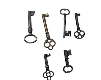 Vintage Style Skeleton Keys Set of 6 Decorative Metal Antique Finish Crafting