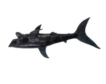 Vintage 1975 Imperial Great White Shark Toy Figure Black Hong Kong 12 Inch