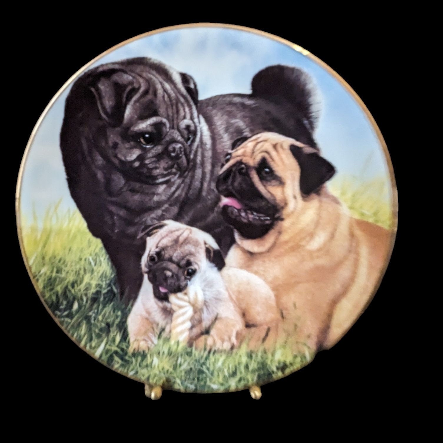 Danbury Mint Simon Mendez Proud Pugs - No Box Pugs Collector Plate