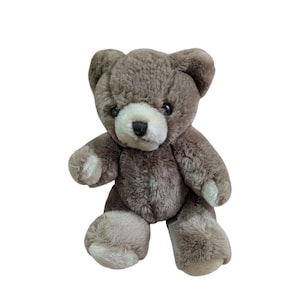 Vintage 1986 Brown Plush Teddy Bear - Polyester Fiber Stuffed Animal Collectible
