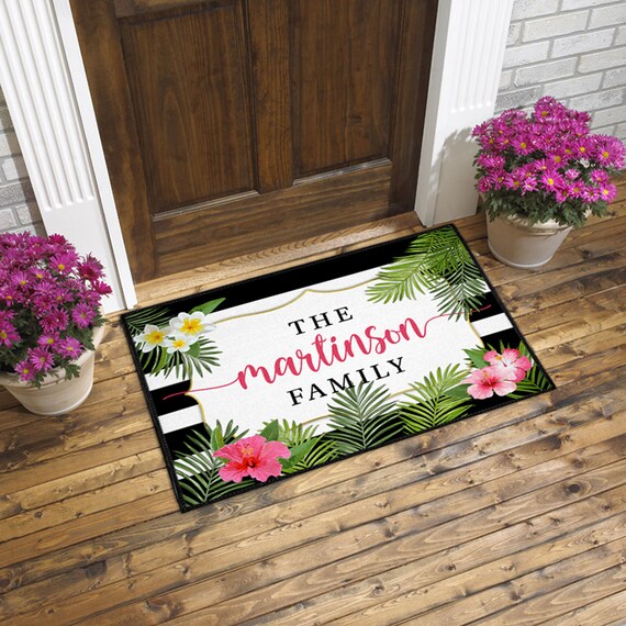 Tropical Fl Door Mat Personalized Hawaiian Image 0