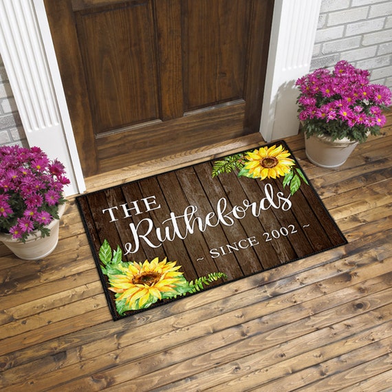 Sunflower Door Mat Personalized Sunflower Door Mat Custom Etsy