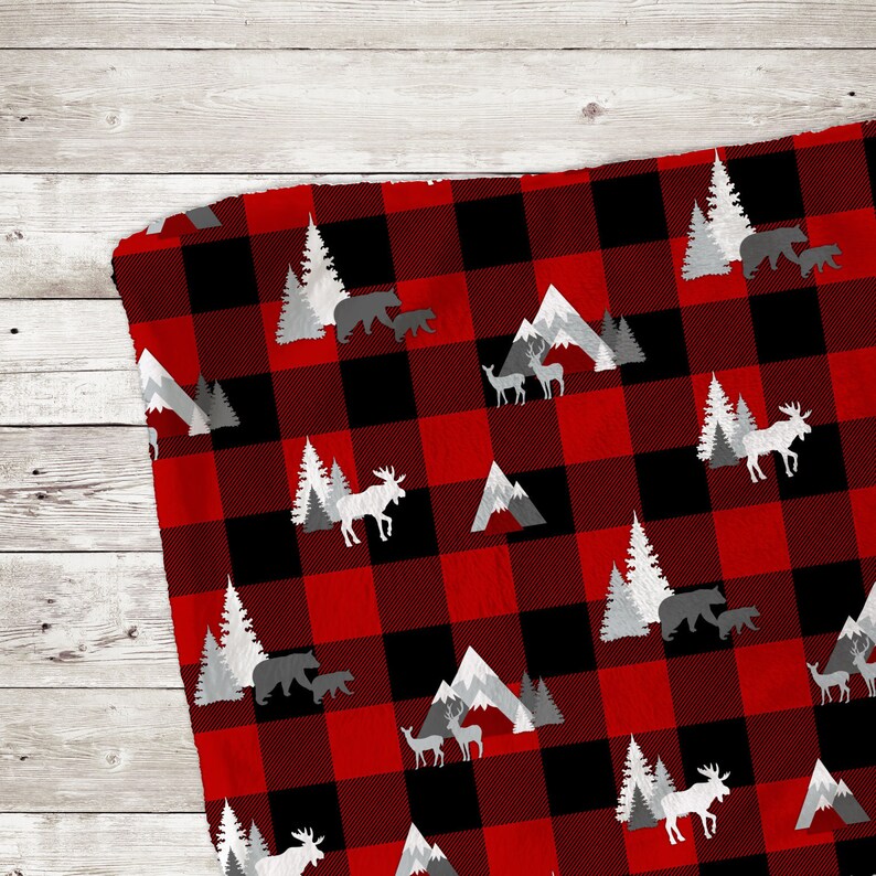 Buffalo Plaid Baby Milestone Blanket Woodland Animal Blanket Etsy