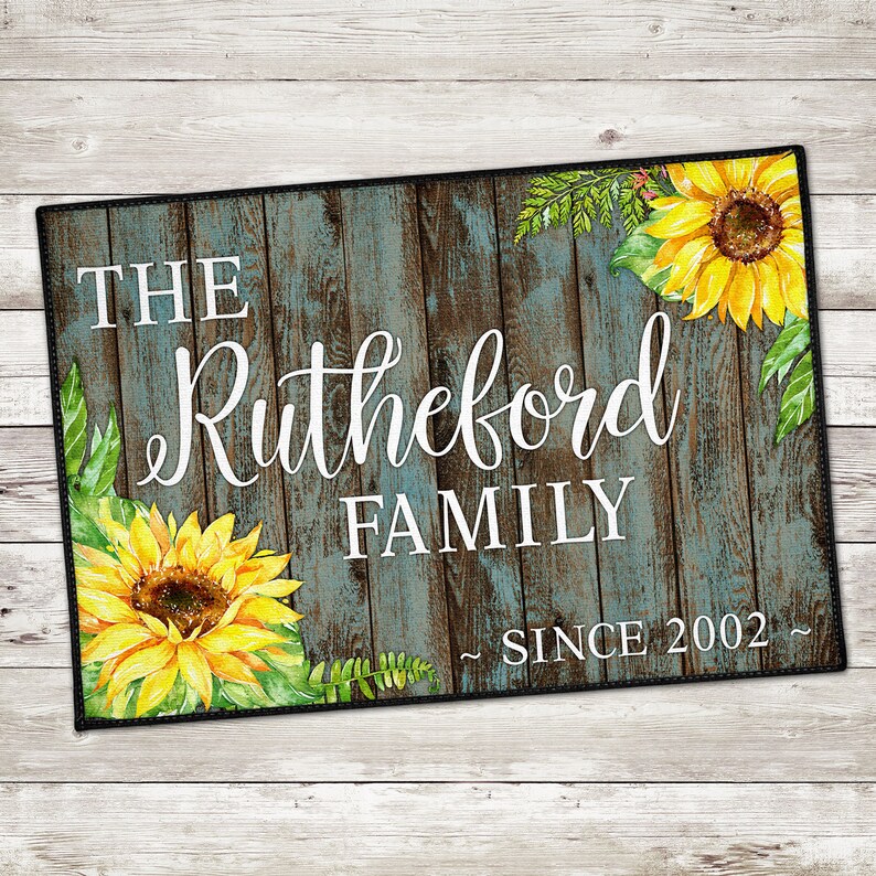Sunflower Door Mat Personalized Sunflower Door Mat Custom Etsy