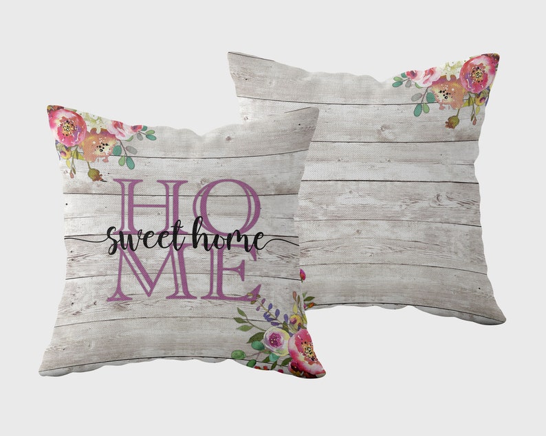 Home Sweet Home Pillow Case Rustic Throw Pillow Country Chic Etsy