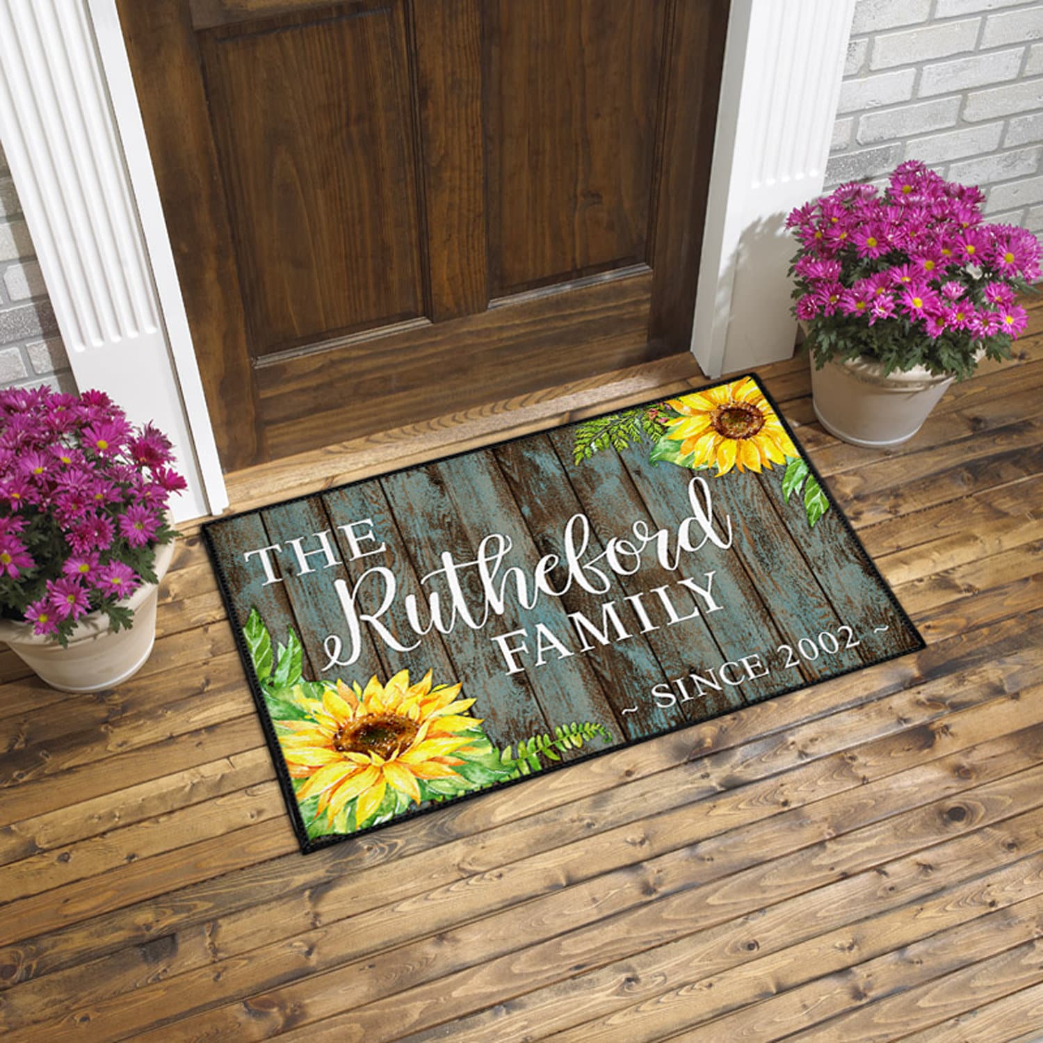 Sunflower Door Mat Personalized Sunflower Door Mat Custom Etsy