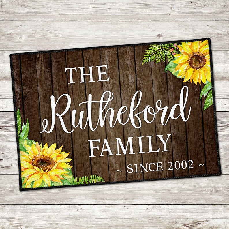 Sunflower Door Mat Personalized Sunflower Door Mat Custom Etsy