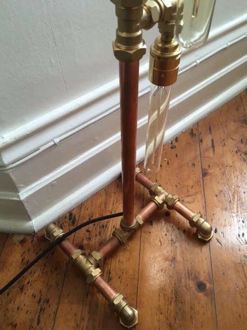 Free Uk Handmade Steampunk Industrial Metal Retro Copper Pipe Floor Standing 4 Bulb Lamp Lamps Home Living Vadel Com Free Uk Handmade Steampunk, Steampunk Floor Lamp Uk