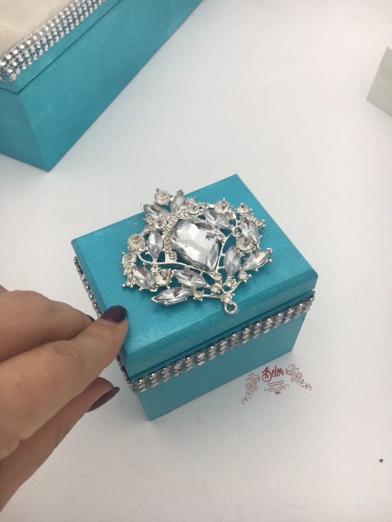Items Similar To Turquoise Wedding Ring Box Crystal Wedding Ring