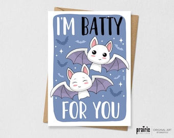 Halloween Bat Card, Cute Ghost Card, Halloween Card, Spooky Card, Bat Lover, Bat Gift, Halloween, Funny Card, Greeting Card