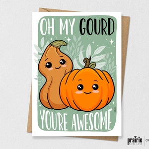 Carte de remerciement gourde, carte citrouille, carte drôle, carte mignonne, carte de gratitude, cartes citrouille, carte de Thanksgiving, cartes d’automne, carte d’automne