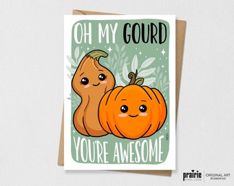 Gourd Thank You Card, Pumpkin card, Funny card, Cute card, Gratitude Card, Pumpkin Cards, Thanksgiving Card, Fall Cards, Autumn Card