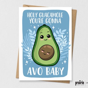 Carte de douche de bébé avocat, carte guacamole, jeu de mots avocat, carte, carte de douche de bébé, carte de nouveau bébé, carte de nourriture, cartes de vœux alimentaires, avocat
