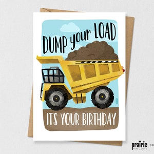 Carte imprimée de camion de décharge, carte d’anniversaire de camion de décharge, carte d’anniversaire de construction, carte d’anniversaire, carte d’anniversaire d’enfants, carte d’anniversaire de garçons