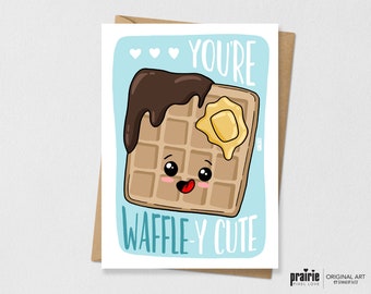 Carte d’anniversaire de gaufre, carte de gaufre, carte de petit déjeuner, carte d’anniversaire de petit déjeuner, carte d’anniversaire de petite amie