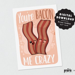 Bacon Me Crazy Karte, Bacon Geburtstagskarte, Frühstück Geburtstagskarte, Bacon Card, Wortspiel Karte, lustige Karte, Freundin Geburtstagskarte