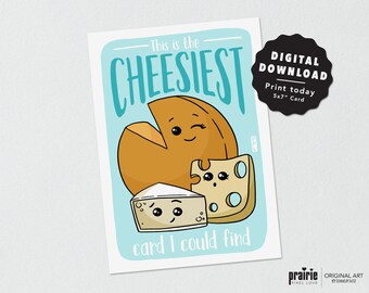 Carte de jeu de mots au fromage, carte de fromage, carte de fromage, carte d'anniversaire de fromage, cadeau de fromage, carte d'anniversaire, carte de jeu de mots, carte d'amour
